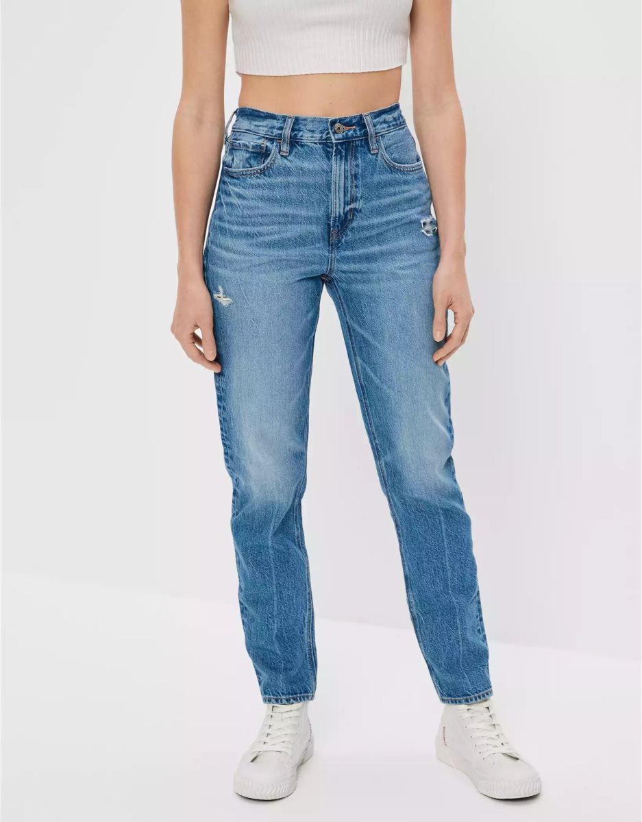 Jean American Eagle AE x The Redesign Mom Indigo Femme | OJI-38669282